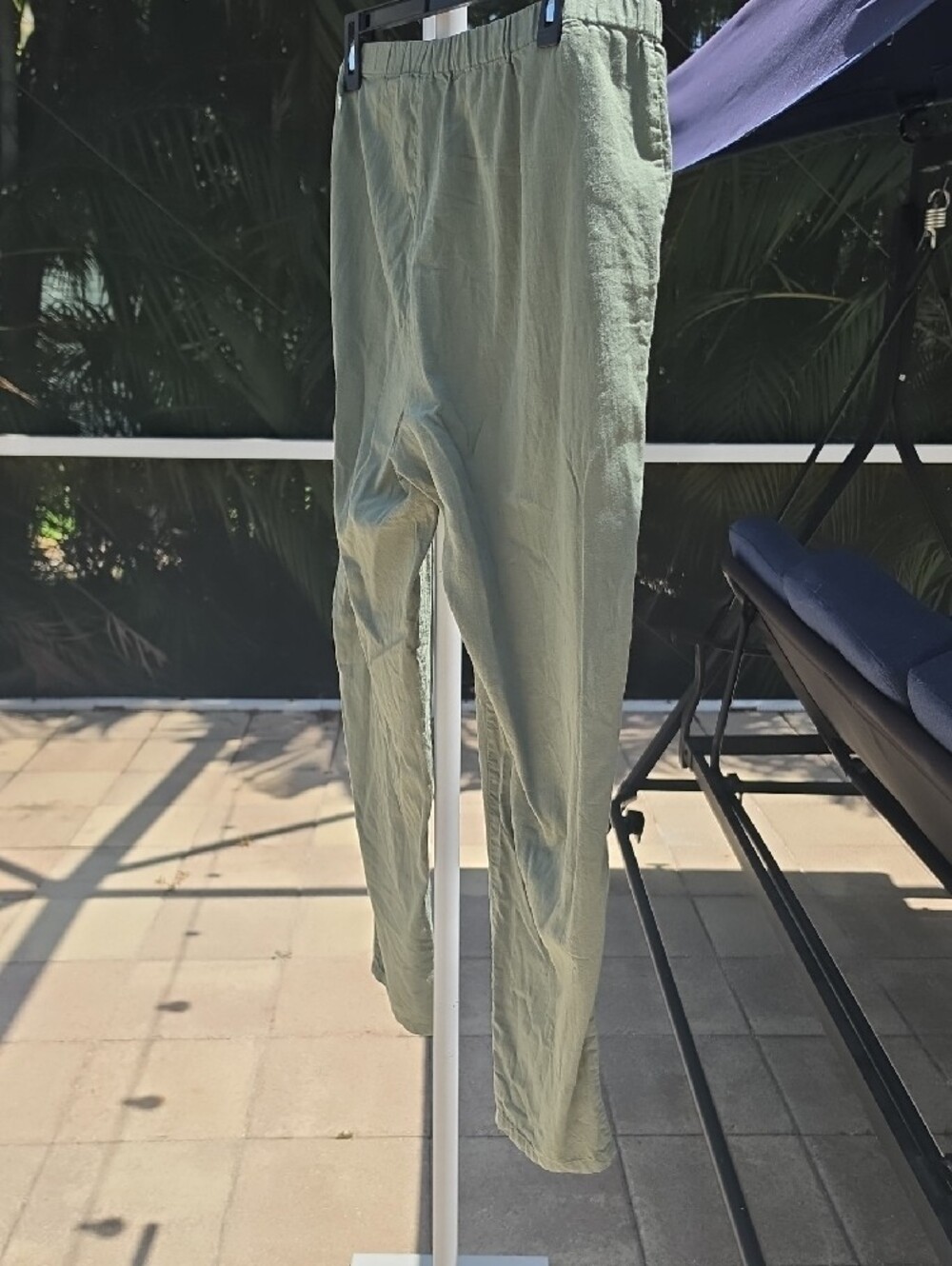 EILEEN FISHER 100% Organic Cotton Sage Green Elastic-Waist Joggers - Picture 3 of 6